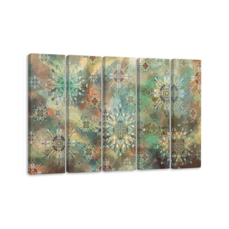 5-part colourful Canvas paintings for living room - Mosaic of stars | FEEBY