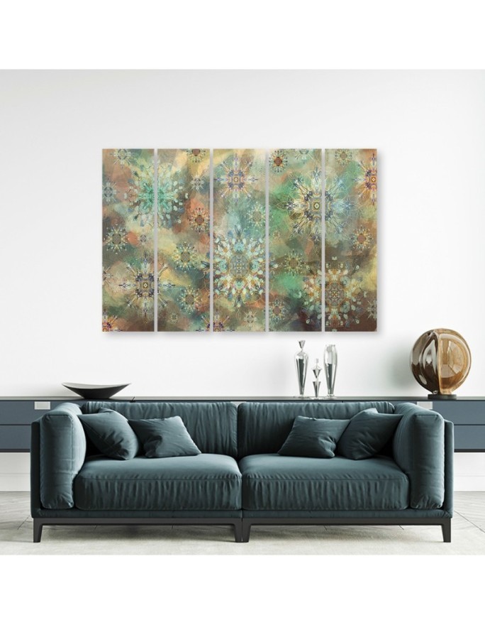 5-part colourful Canvas paintings for living room - Mosaic of stars | FEEBY