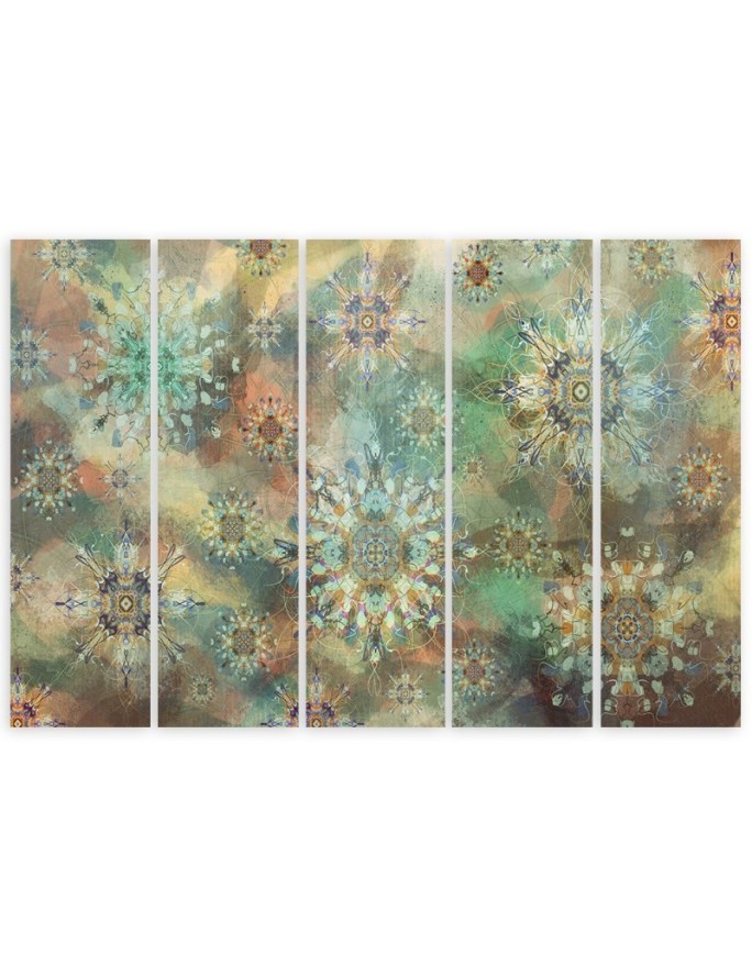 5-part colourful Canvas paintings for living room - Mosaic of stars | FEEBY