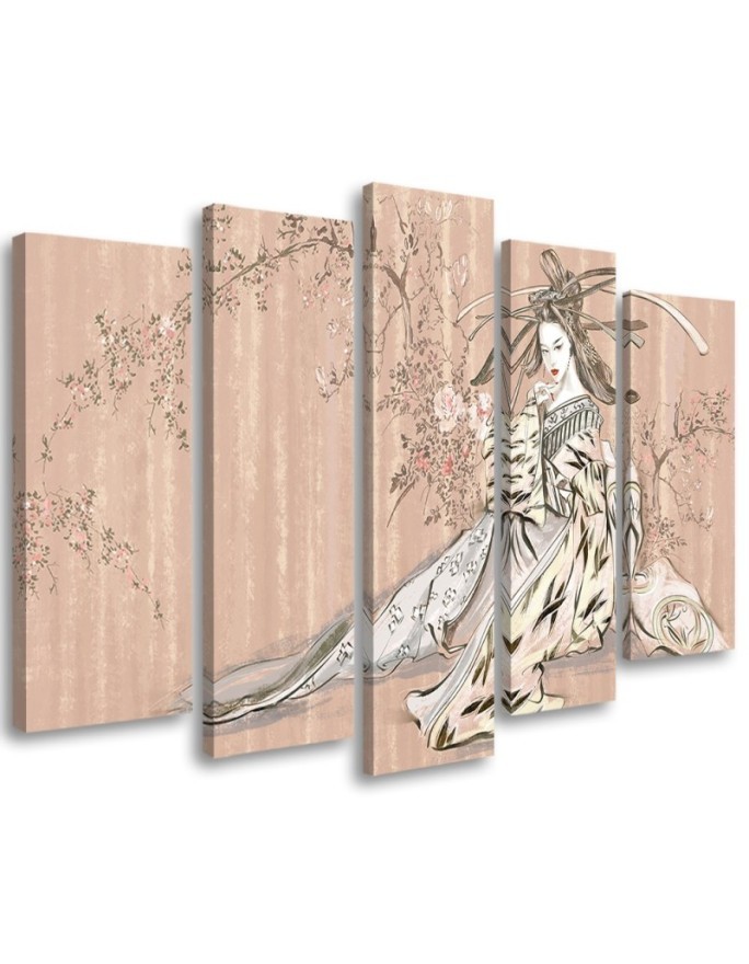 Canvas print canvas print - Traditional Japanese geisha in pink | FEEBY