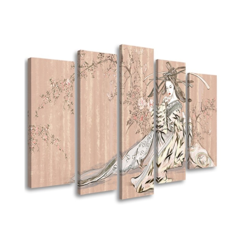 Canvas print canvas print - Traditional Japanese geisha in pink | FEEBY