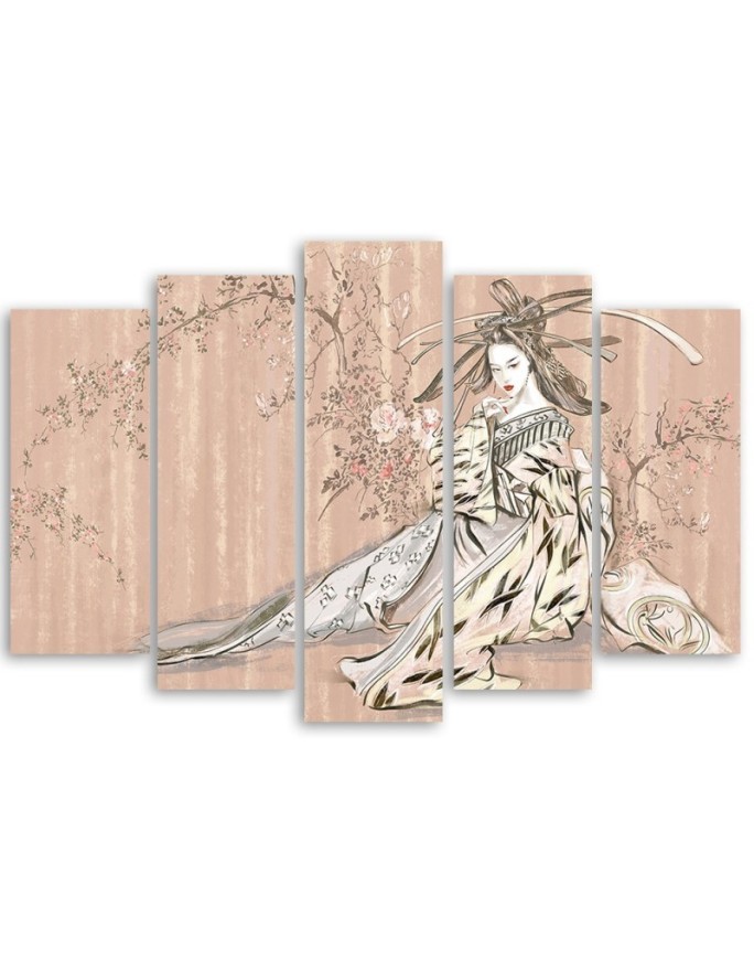 Canvas print canvas print - Traditional Japanese geisha in pink | FEEBY
