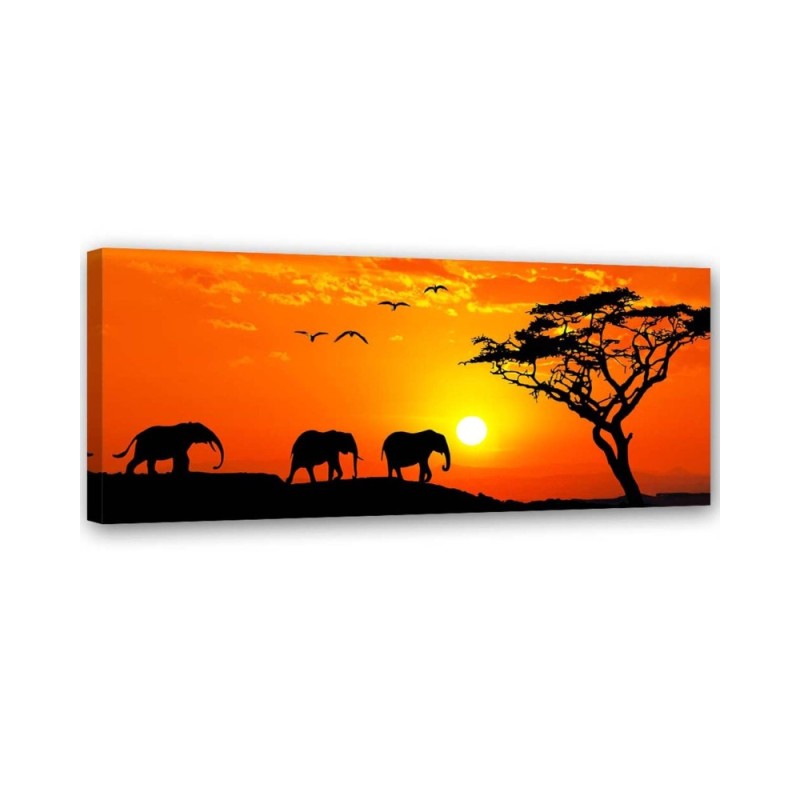 Canvas prints for living room on canvas - Elephant sunset savannah | FEEBY
