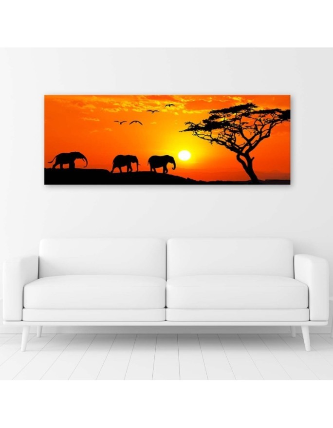 Canvas prints for living room on canvas - Elephant sunset savannah | FEEBY