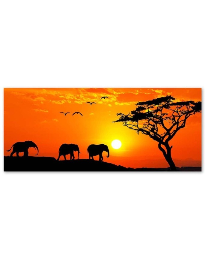 Canvas prints for living room on canvas - Elephant sunset savannah | FEEBY