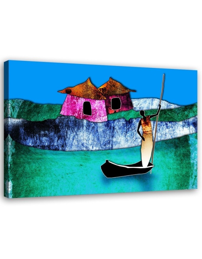 Prints on Canvas African woman landscape - for the wall of the living room | FEEBY