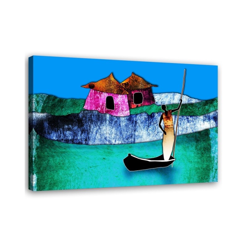 Prints on Canvas African woman landscape - for the wall of the living room | FEEBY