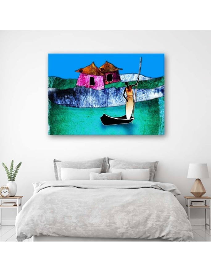 Prints on Canvas African woman landscape - for the wall of the living room | FEEBY