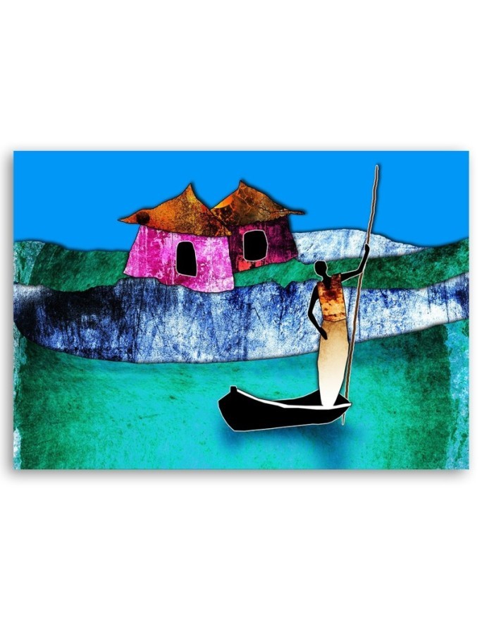 Prints on Canvas African woman landscape - for the wall of the living room | FEEBY