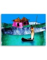 Prints on Canvas African woman landscape - for the wall of the living room | FEEBY