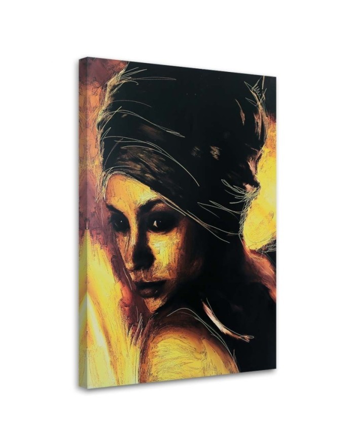 Wall art painting for living room - African woman portrait | FEEBY