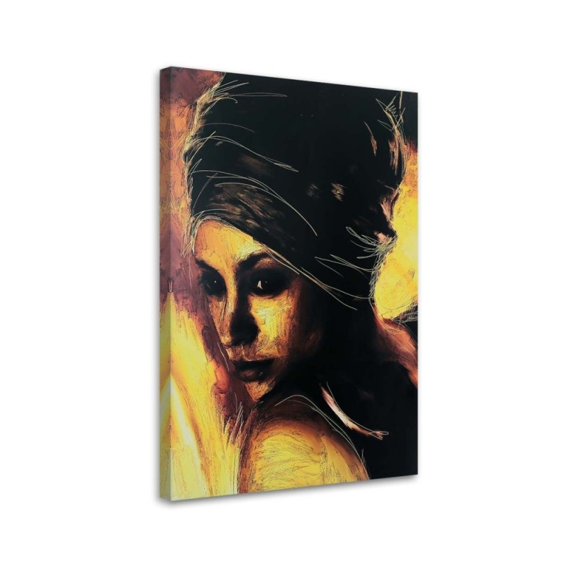 Wall art painting for living room - African woman portrait | FEEBY