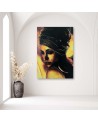 Wall art painting for living room - African woman portrait | FEEBY