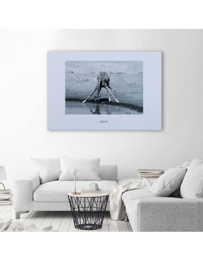 Canvas painting - Africa giraffe at the watering hole | FEEBY
