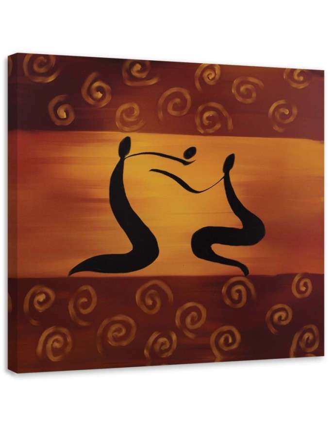 Pictures on Canvas  for living room - Africa figures on orange background | FEEBY