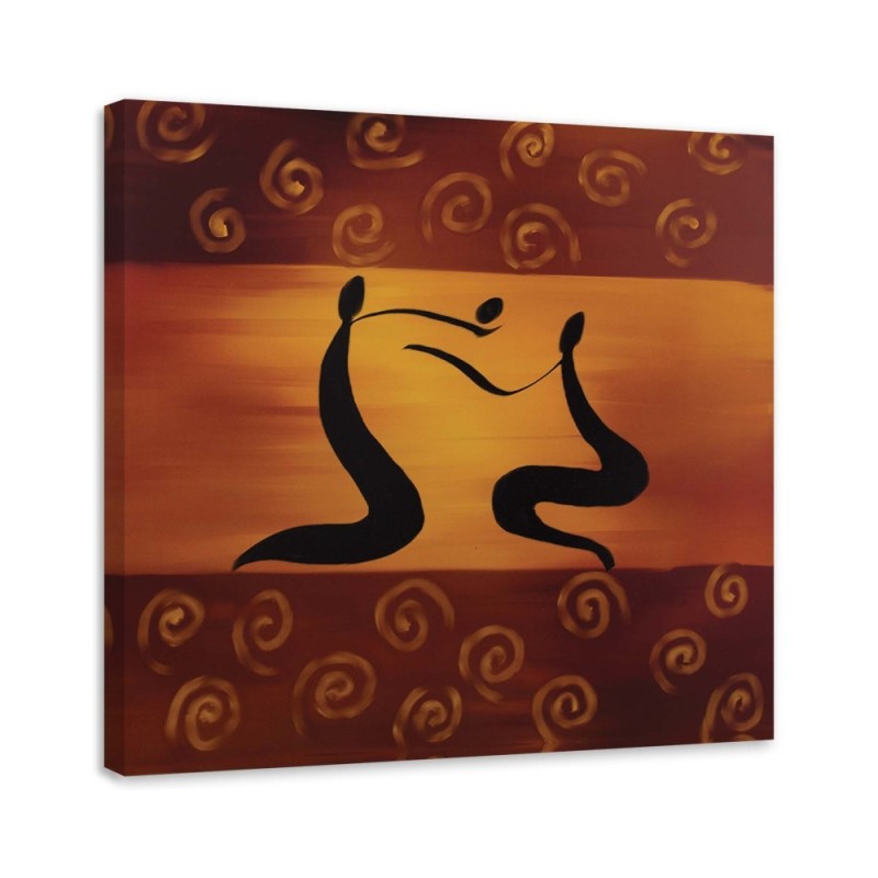 Pictures on Canvas  for living room - Africa figures on orange background | FEEBY