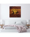 Pictures on Canvas  for living room - Africa figures on orange background | FEEBY