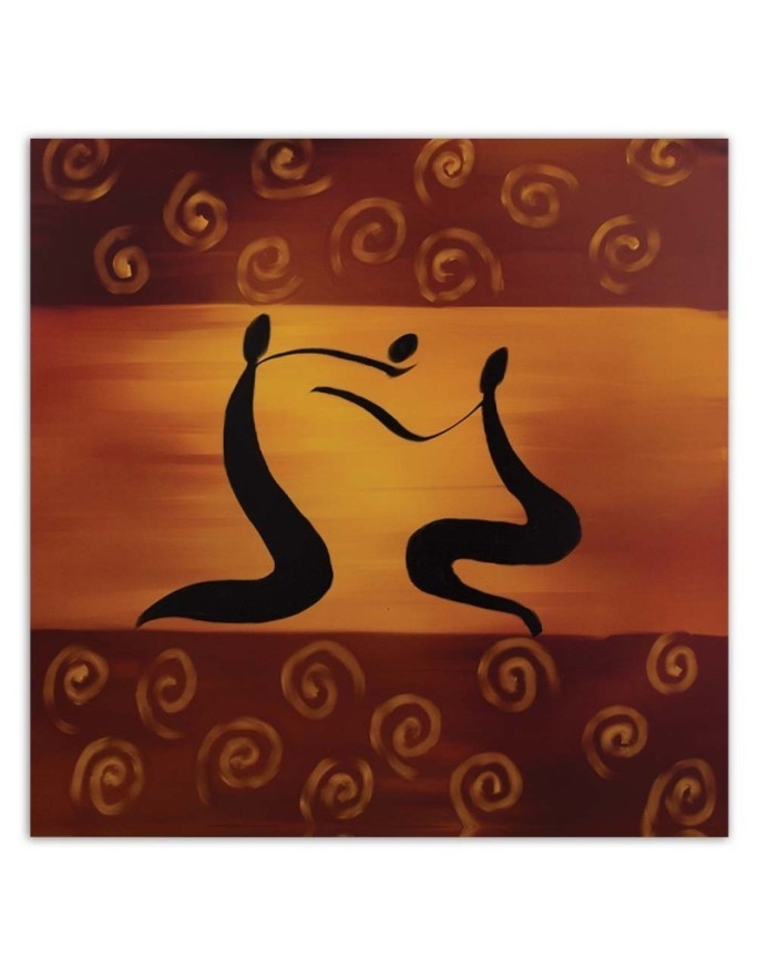 Pictures on Canvas  for living room - Africa figures on orange background | FEEBY