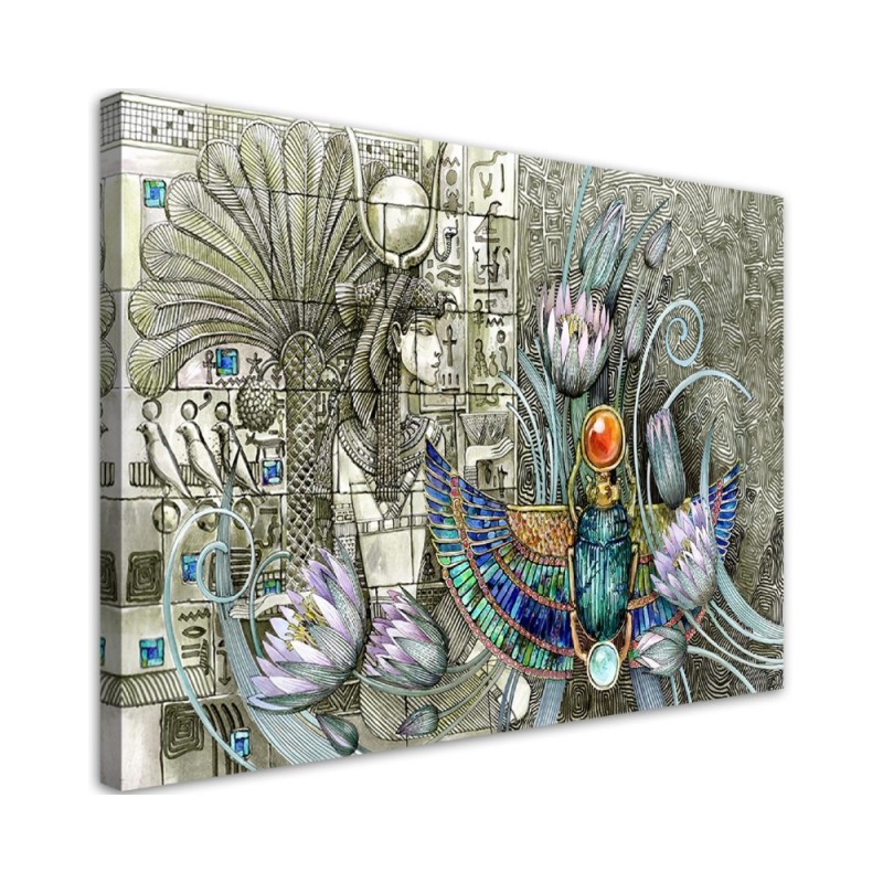 Canvas painting - Egyptian hieroglyphs and scarab | FEEBY
