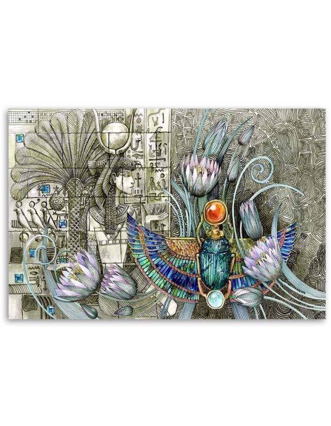 Canvas painting - Egyptian hieroglyphs and scarab | FEEBY