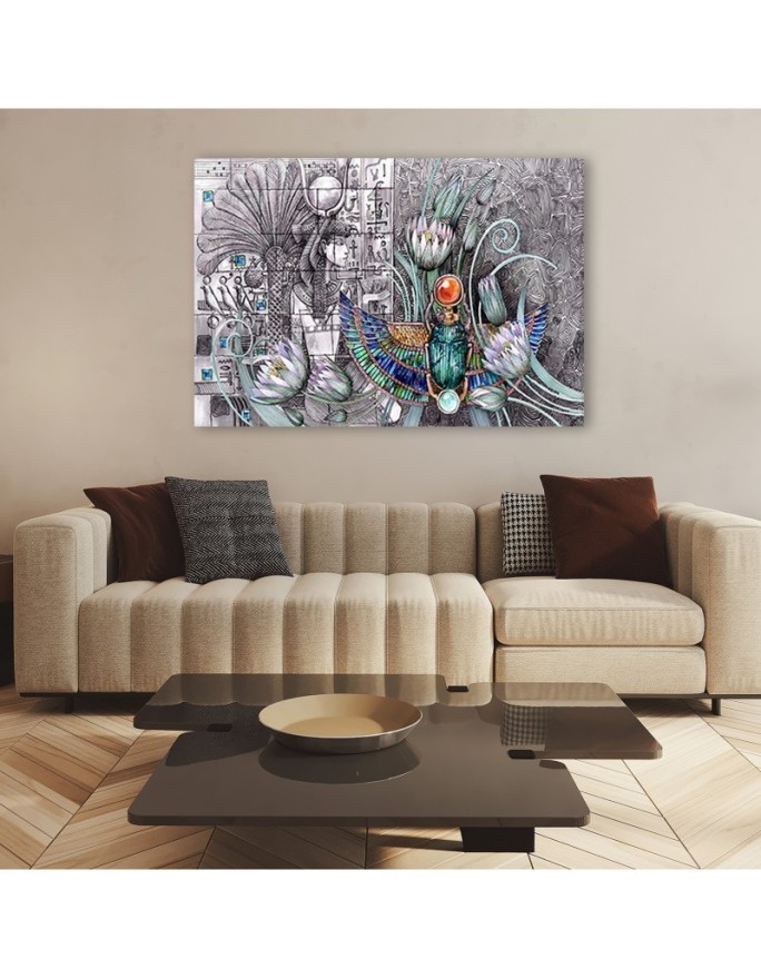 Modern Canvas painting for living room - Egyptian pharaoh scarab | FEEBY