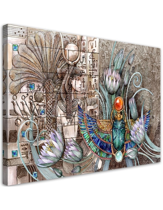 Wall painting for room - Egyptian hieroglyphs and scarab | FEEBY