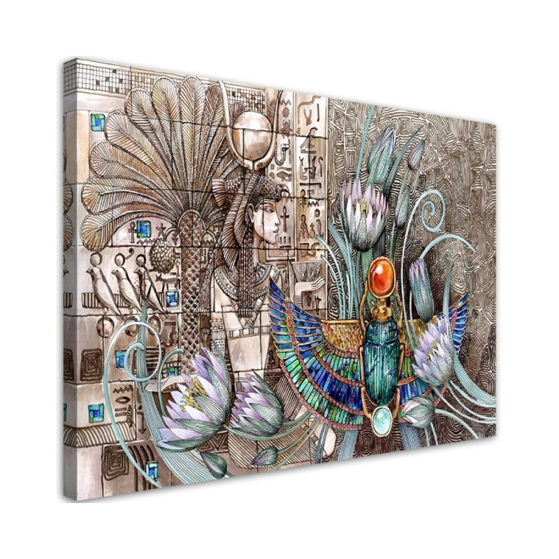 Wall painting for room - Egyptian hieroglyphs and scarab | FEEBY