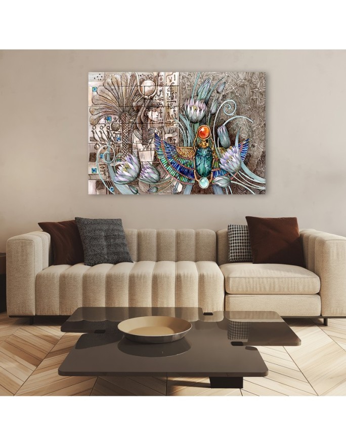 Wall painting for room - Egyptian hieroglyphs and scarab | FEEBY