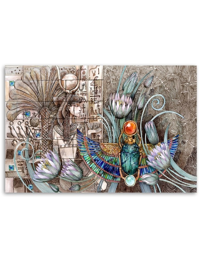Wall painting for room - Egyptian hieroglyphs and scarab | FEEBY