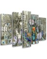 5 part canvas painting - Egyptian hieroglyphs and scarab | FEEBY