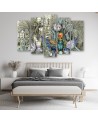 5 part canvas painting - Egyptian hieroglyphs and scarab | FEEBY
