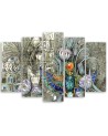 5 part canvas painting - Egyptian hieroglyphs and scarab | FEEBY