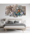 Wall art painting for living room - Egyptian hieroglyphs and scarab | FEEBY