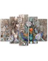 Wall art painting for living room - Egyptian hieroglyphs and scarab | FEEBY