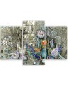 3 part canvas painting - Egyptian hieroglyphs and scarab | FEEBY