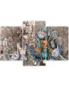 Wall painting for living room - Egyptian hieroglyphs and scarab | FEEBY