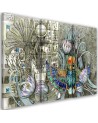Triptych canvas painting - Egyptian hieroglyphs and scarab | FEEBY