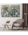 Triptych canvas painting - Egyptian hieroglyphs and scarab | FEEBY