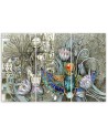 Triptych canvas painting - Egyptian hieroglyphs and scarab | FEEBY