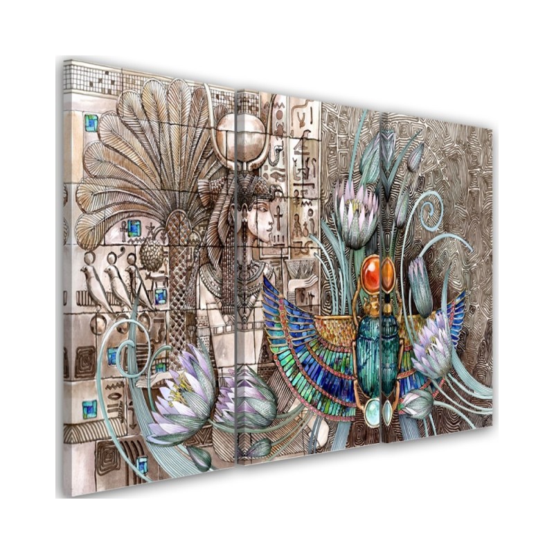Triptych Canvas painting for living room wall - Ancient Egypt pharaoh | FEEBY