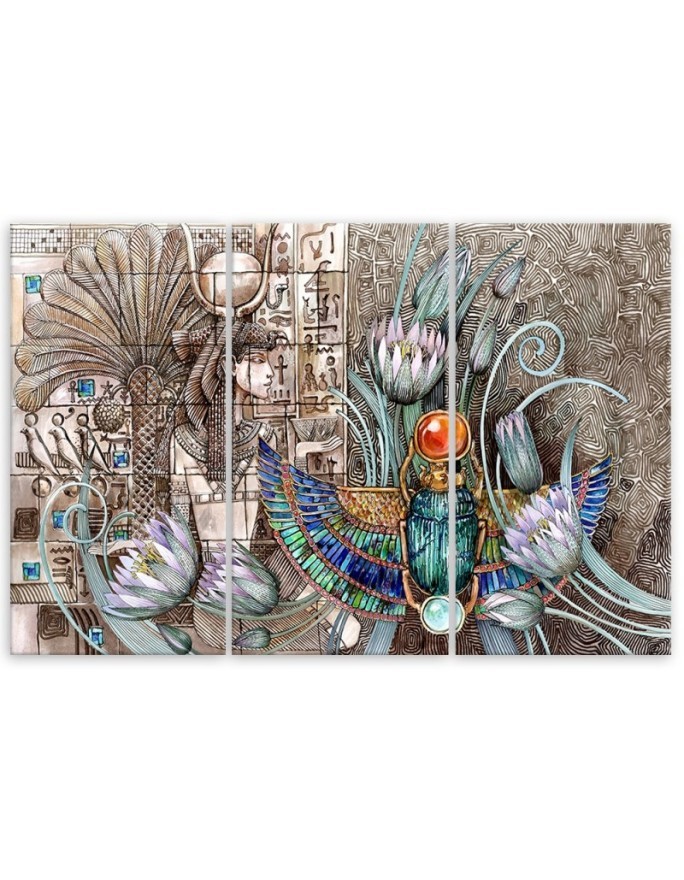 Triptych Canvas painting for living room wall - Ancient Egypt pharaoh | FEEBY