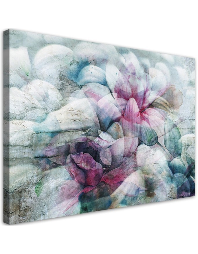 Modern Canvas painting for room - Flowers on concrete background | FEEBY