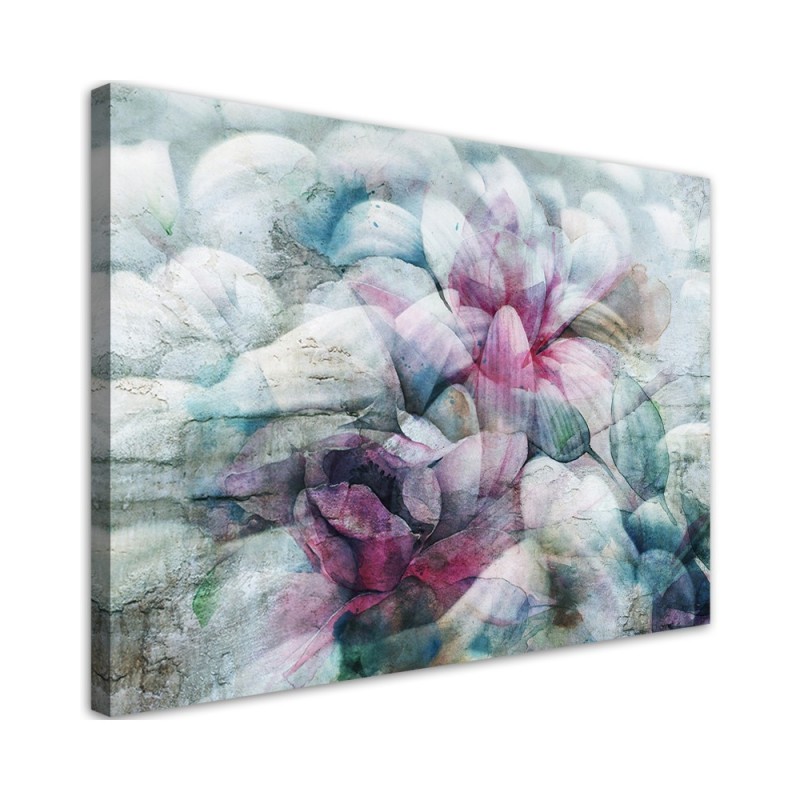 Modern Canvas painting for room - Flowers on concrete background | FEEBY