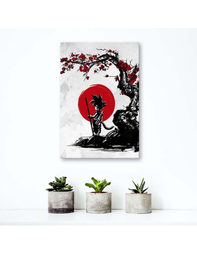 Canvas prints for young people - Anime manga Goku and the red moon | FEEBY