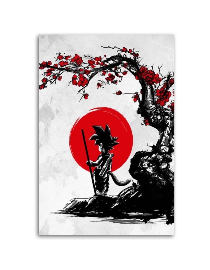 Canvas prints for young people - Anime manga Goku and the red moon | FEEBY