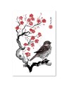 Canvas prints for girls - Bird on a branch Sumi-e Dr.Monekers | FEEBY