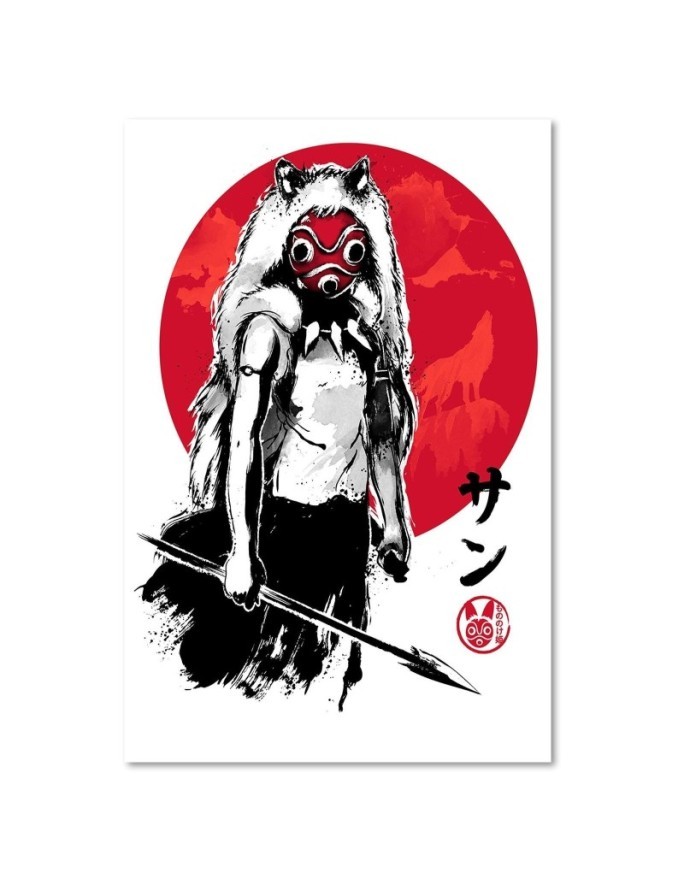 Teenage Canvas painting for room - Princess Mononoke sumi-e | FEEBY
