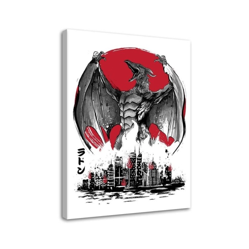 Canvas painting for wall - Anime Monster with wings sumi-e | FEEBY