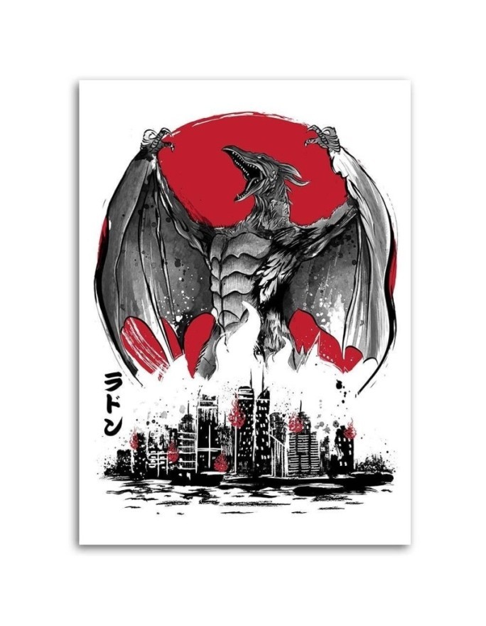 Canvas painting for wall - Anime Monster with wings sumi-e | FEEBY