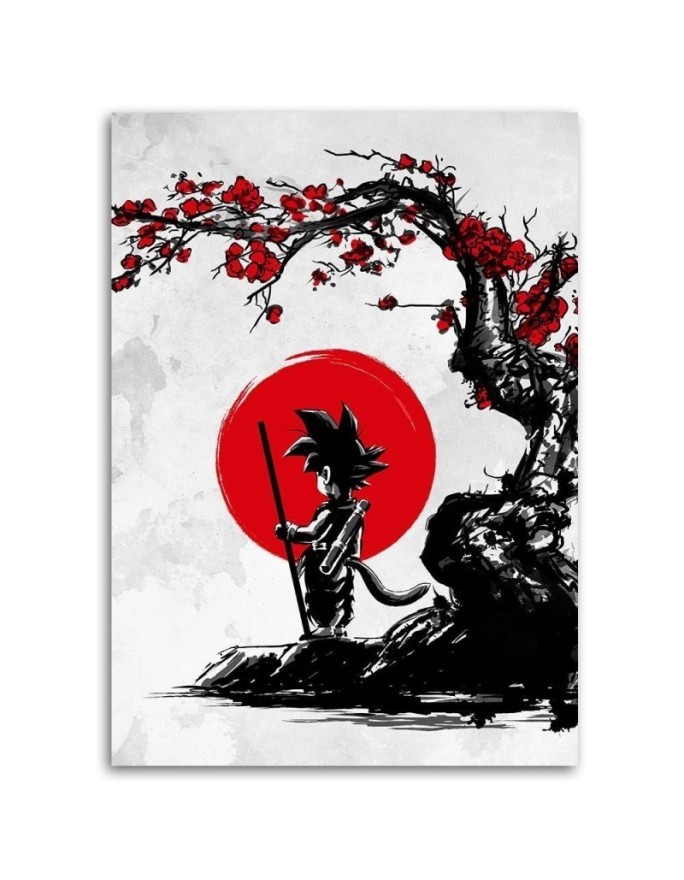 Youth Canvas painting - Son Goku under a red cherry tree DDJVigo | FEEBY